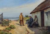 WALSETH Niels,A coastal scene with fishermen in front of a house,Bruun Rasmussen 2017-05-01