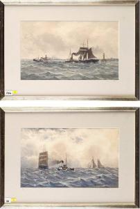 WALTER BOYCE Herbert 1883-1946,SHIPPING SCENES NEAR TYNEMOUTH,1919,Anderson & Garland GB 2014-03-25