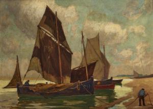 WALTER Karl 1868-1949,Fishing boats on the beach,Neumeister DE 2022-09-28