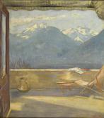 WALTHER Clara 1860-1943,Sonnige Terrasse mit Blick zum Gebirge,Wendl DE 2023-10-25