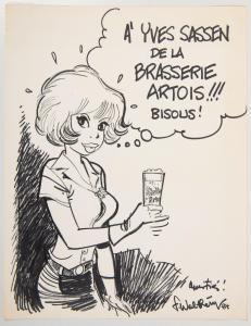 WALTHERY Francois,Natacha présentant une célèbre bière belge : la St,1984,Neret-Minet 2022-02-12