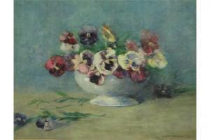 WALTON Constance 1866-1960,Still life pansies in a bowl,Burstow and Hewett GB 2015-08-26