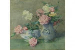 WALTON Constance,Still life study roses with ceramic jug and bowl,Burstow and Hewett 2015-08-26