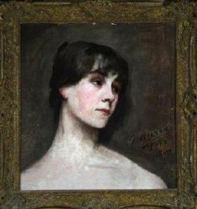 WALTON George,A bust portrait of a young woman with short croppe,1884,Anderson & Garland 2009-03-10