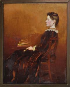 WALTON George,Portrait of Kate Walton holding a fan and seated i,1886,Anderson & Garland 2017-06-13