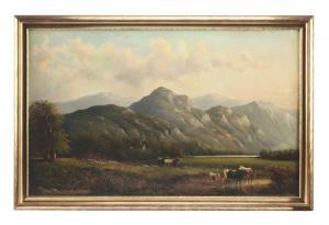 WALTON William 1843-1915,Cows at Watering Hole in a Mountainous Landscape,James D. Julia 2018-08-29