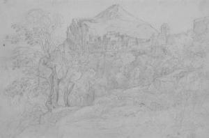 WALZ Friedrich 1900-1900,A Landscape with a Hilltown, Capri,Swann Galleries US 2005-01-24