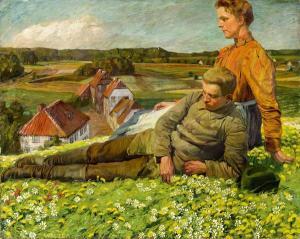 WALZER Hugo 1884-1923,Frühlingslandschaft mit jungem Paar,im Kinsky Auktionshaus AT 2012-12-11