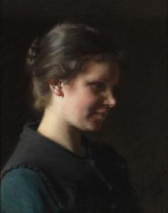 WANDEL Elisabeth Moller,Portrait of a young woman in profile,1888,Bruun Rasmussen 2021-06-28