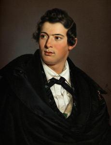 WANDERER Wilhelm 1804-1863,BILDNIS EINES JUNGEN MANNES IN WEIß EM HEMD, SCHWA,1840,Hampel 2019-06-27