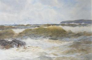 WANE Richard 1852-1904,Gulls flying over choppy coastal waters,Woolley & Wallis GB 2023-09-05