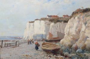 WANE Richard 1852-1904,Kentish shoreline with figures,Morphets GB 2023-09-07