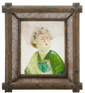 WANG Xiuzhang 1959,Kvinna i grönt,Uppsala Auction SE 2023-08-15