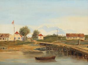 WANGBERG Carl Adolph 1814-1845,Harbour scene from Masned near Vordingborg,Bruun Rasmussen 2019-10-14