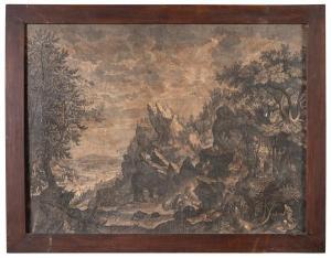 WANGNER Jakob,Paesaggio fantastico con San Girolamo; Paesaggio f,18th century,Babuino 2022-07-20