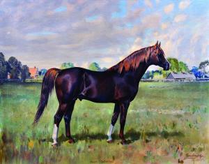 WANKLIN Joan 1900-1900,Blue Domino, a Horse in a Paddock,1955,John Nicholson GB 2016-04-06