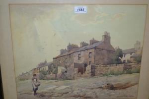 WARBURTON,figure before cottages,1928,Lawrences of Bletchingley GB 2017-04-25