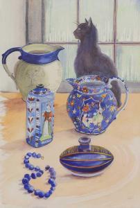 WARBURTON Joan 1920-1996,Blue Still Life with Cat,1983,Sworders GB 2023-10-17