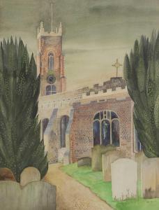 WARBURTON Joan 1920-1996,Church, Stoke by Nayland,1971,Sworders GB 2023-10-17