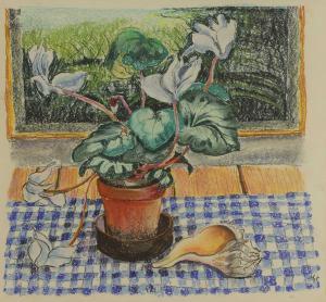 WARBURTON Joan 1920-1996,Cyclamen & Shell with Denis Wirth-Miller Landscape,1995,Sworders 2024-02-18