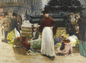 WARD Bernard Evans 1857-1933,LONDON FLOWER GIRLS, PICCADILLY CIRCUS,1895,Sotheby's GB 2012-05-10