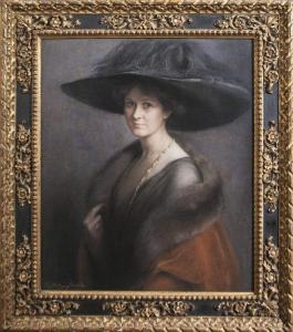 WARD Charlotte Blakeney,Portrait of a Lady with a Large Hat,Adams IE 2015-06-14