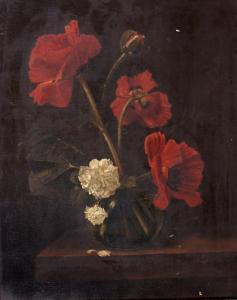 WARD DAISY LINDA 1883-1973,Still life with red poppies and white roses in agl,Mallams GB 2008-10-10