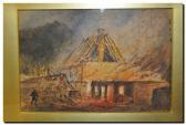 Ward Harry 1844-1879,Cottages on Fire at Anstey,Gilding's GB 2011-11-01