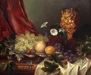 WARD James Charles,Still life of fruit on a silver platter with a gol,1844,Bonhams 2022-03-29