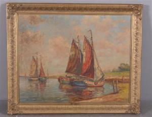 WARD WILLIAM 1930,FISHING BOATS IN HARBOR,Apple Tree Auction Center US 2015-09-11