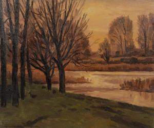 WARDEN William 1908-1982,autumnal lake scene,1955,Burstow and Hewett GB 2024-02-29