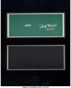 WARHOL Andy 1928-1987,Warhol Ones (Four Bills),1971,Heritage US 2017-12-12