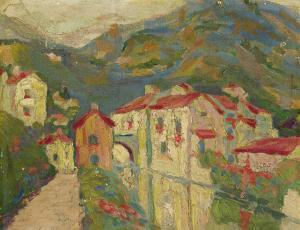 WARING Laura Wheeler 1887-1948,Saint-Jean-Pied-de-Port, France,1925,Swann Galleries US 2022-10-06
