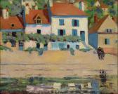 WARING Laura Wheeler 1887-1948,Waterfront, Semur, France.,1925,Swann Galleries US 2015-12-15