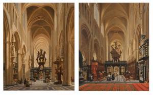 WARLINCOURT Joseph,Interieur van de Sint-Salvatorkerk te Brugge met d,1842,Bernaerts 2011-06-20