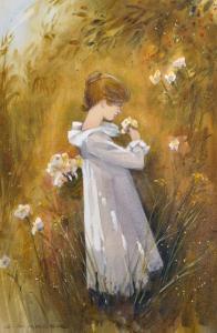 WARNER Alfred Edward 1879-1960,A Young Girl Picking Flowers,John Nicholson GB 2017-11-15