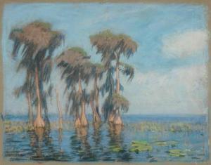 WARNER Everett Longley 1877-1963,Florida Cypress Trees,Neal Auction Company US 2021-11-20