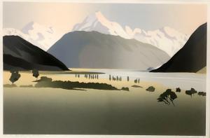 WARR Malcolm 1939,Mt Cook from Glentanner,1987,International Art Centre NZ 2022-09-01