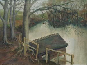 WARRE Michael 1900-1900,View of a jetty on a tranquil pond with woodland,Rosebery's GB 2019-04-13