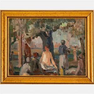 WARREN Edward Vance 1900-1900,Women in the Park,Gray's Auctioneers US 2022-06-29