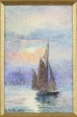 WARREN Emily Mary Bibbens 1870-1956,a ship and the setting sun,Ewbank Auctions GB 2021-06-17