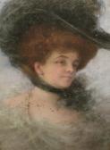 warriner suzanne gutherz,Portrait of a lady, head and shoulders wearinga ,1904,Rosebery's 2008-10-16