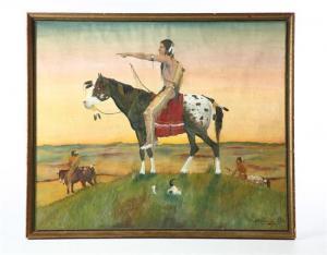 WARRIOR Antowine 1941,AMERICAN INDIAN SCOUT ON HORSEBACK,Garth's US 2009-09-04