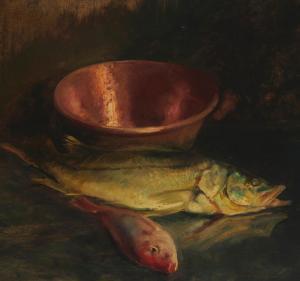 WASHBURN Cadwallader Lincoln,Still life with two fish and a pot,John Moran Auctioneers 2023-12-06