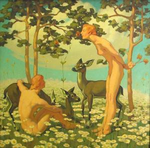 WASHBURN Kenneth 1904,Two female nudes with deer,1955,Bonhams GB 2011-01-23