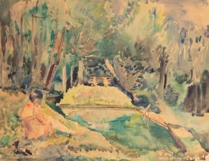 WASILKOWSKI Eustachy 1904-1977,The girl on the background of the park,1953,Desa Unicum PL 2023-02-14
