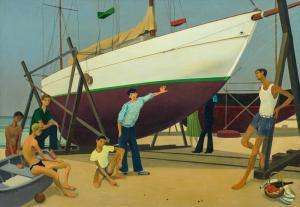 WASSMER Erich 1915-1972,Le chantier naval,1952,Beurret Bailly Widmer Auctions CH 2023-03-22