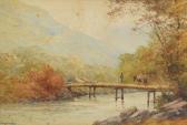 WATANABE T. H,River landscape with figure and horse crossing a bridge,Eastbourne GB 2023-04-13