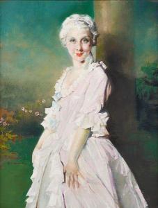 WATELET Charles Joseph 1867-1954,Jeune fille à la robe rose,Horta BE 2022-09-05
