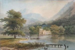 WATELET Louis Étienne 1780-1866,La maison au bord du lac,1822,Aguttes FR 2009-10-30